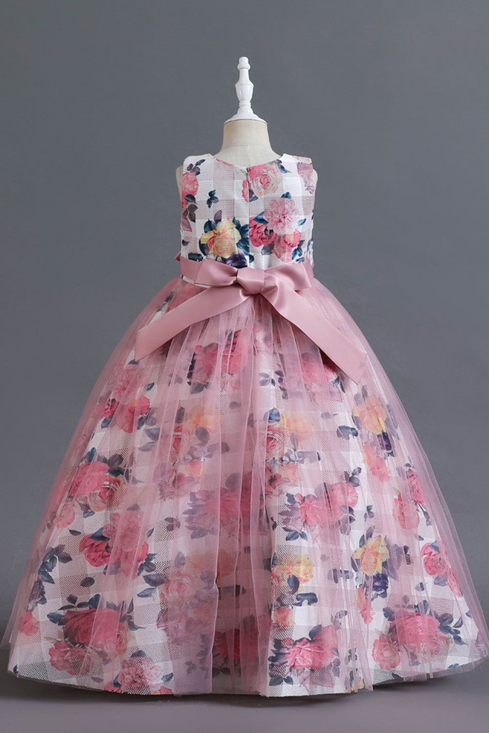 Vestido de Niña Tul Flor Azul Volantes