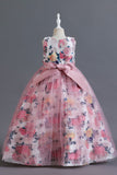 Vestido de Niña Tul Flor Azul Volantes
