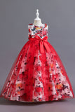 Vestido de Niña Tul Flor Azul Volantes