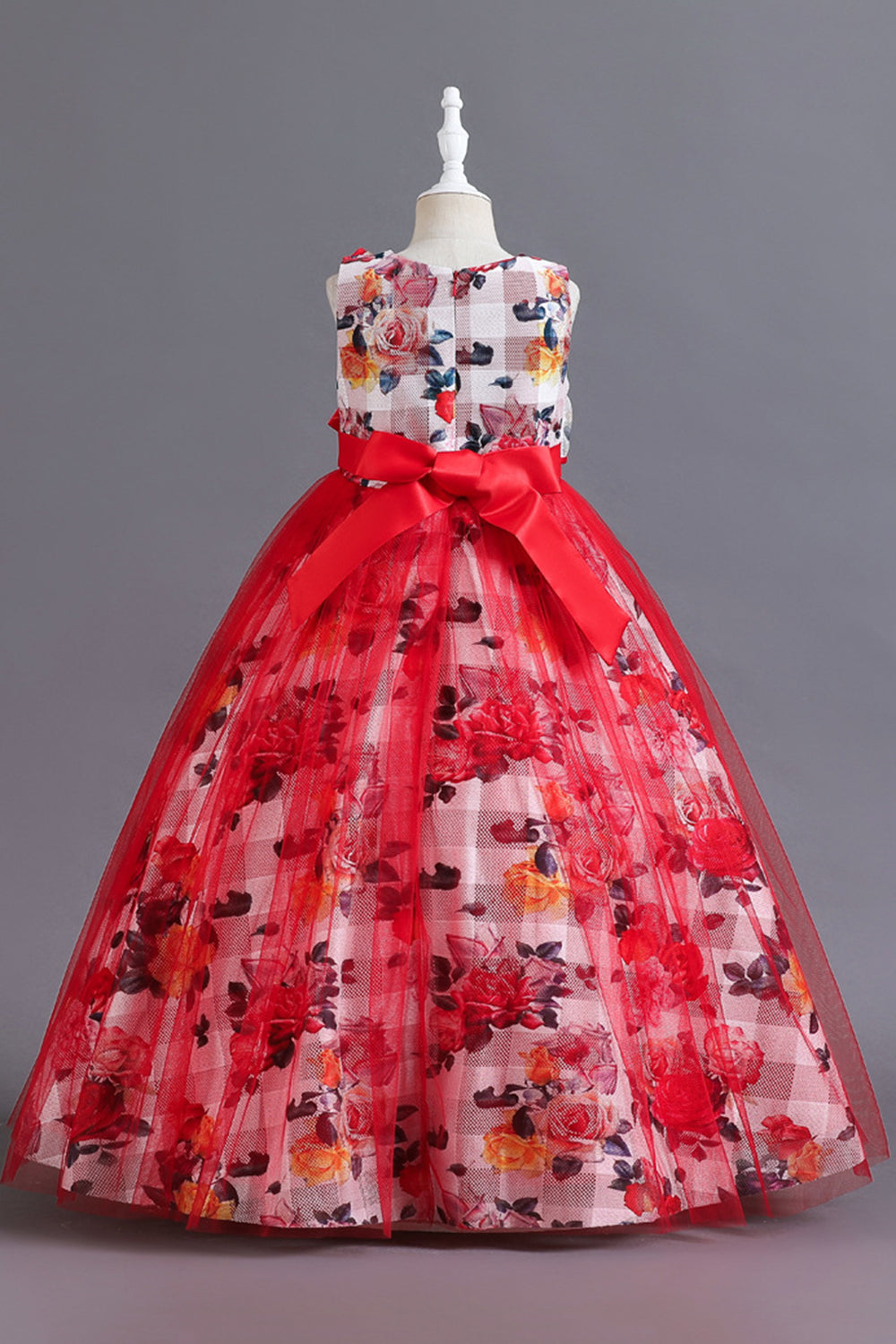 Vestido de Niña Tul Flor Azul Volantes