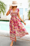 Vestido Boho Floral Rojo