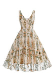 1950s Vestido Negro con Bordado