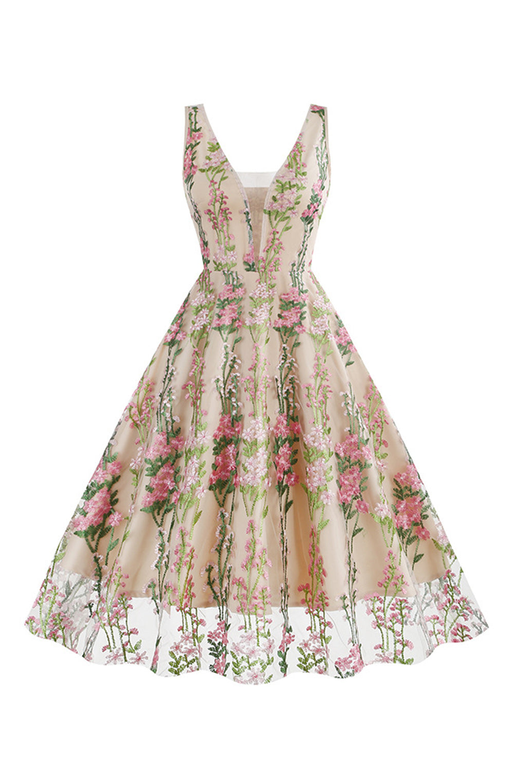 1950s Vestido Negro con Bordado