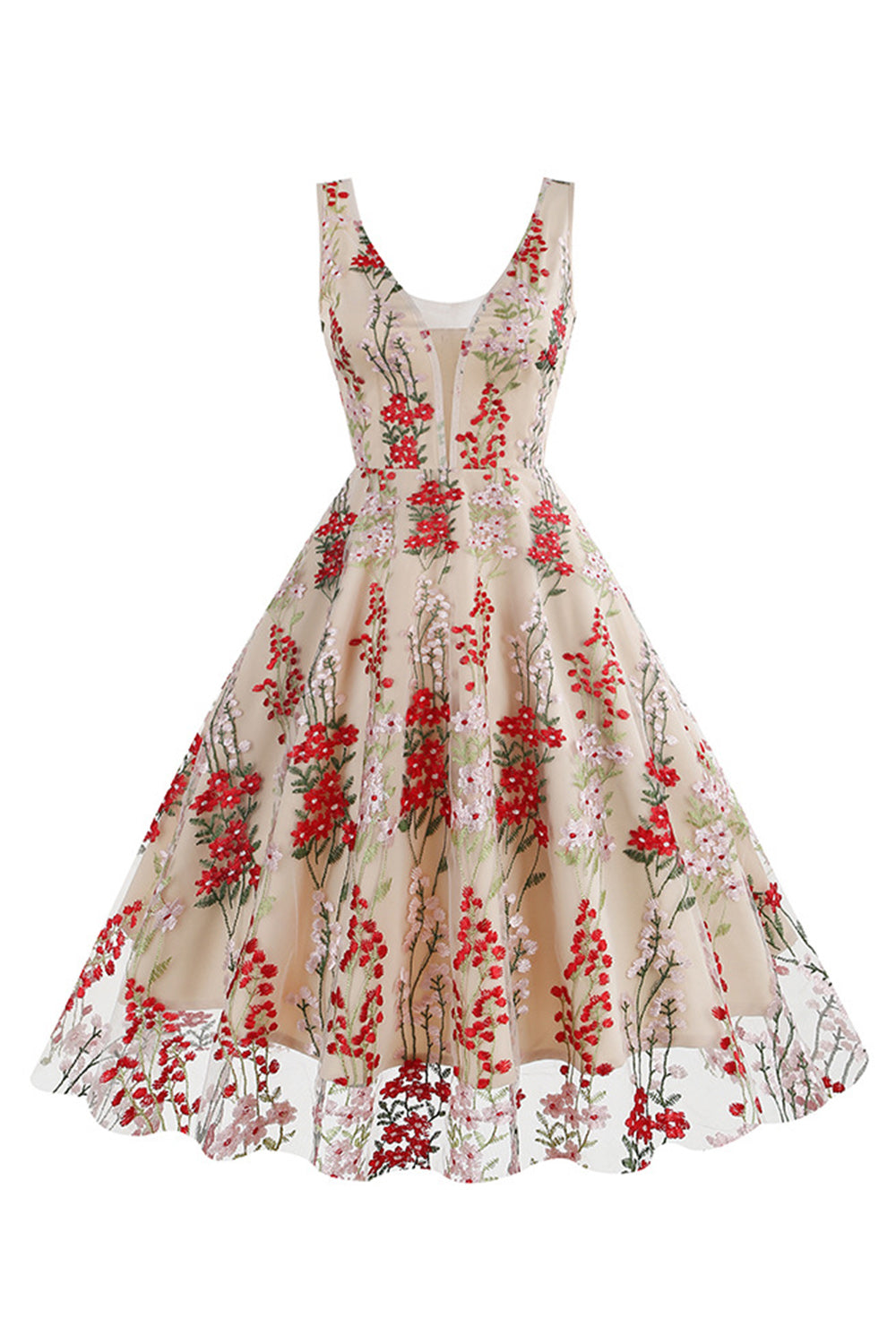 1950s Vestido Negro con Bordado