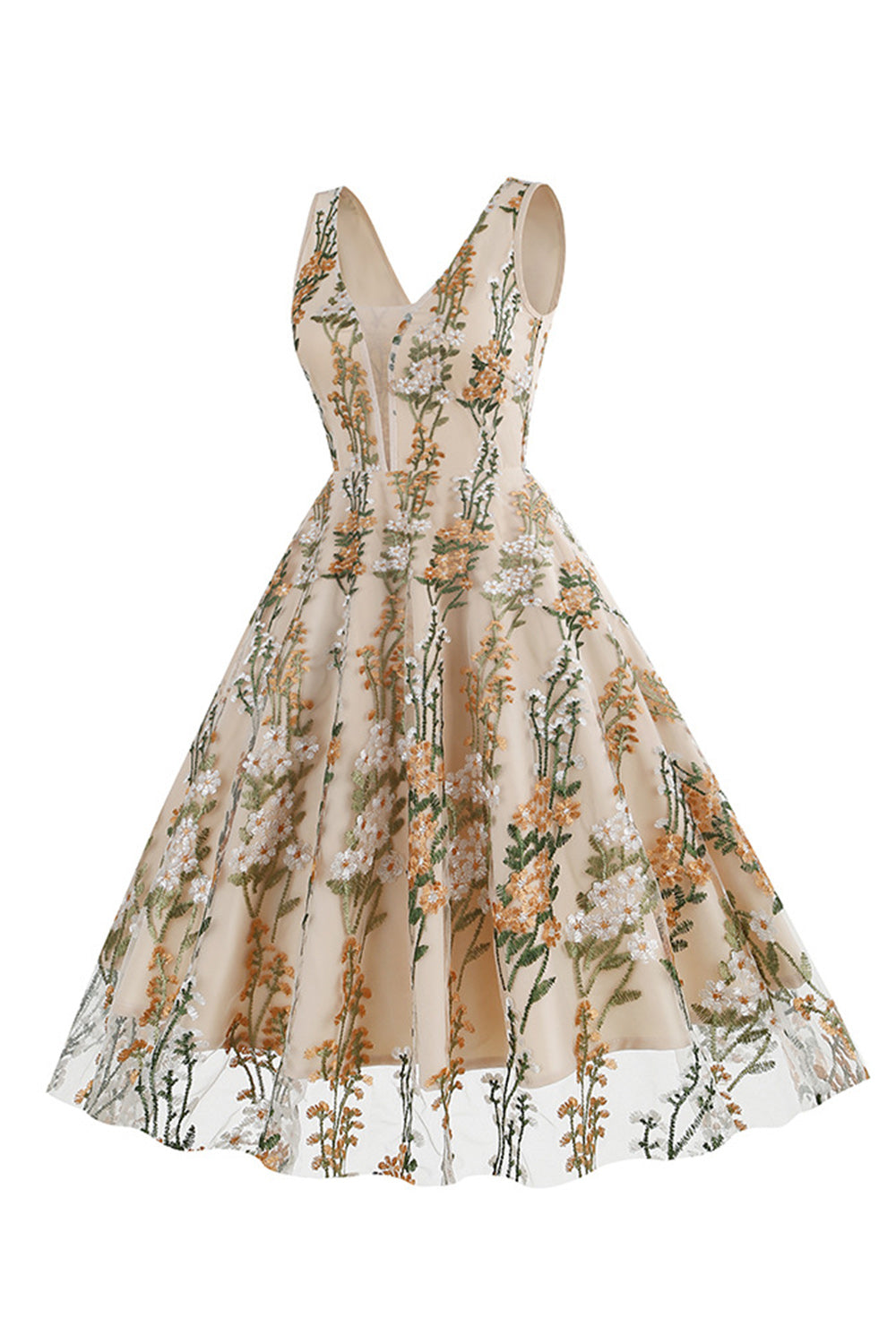 1950s Vestido Negro con Bordado