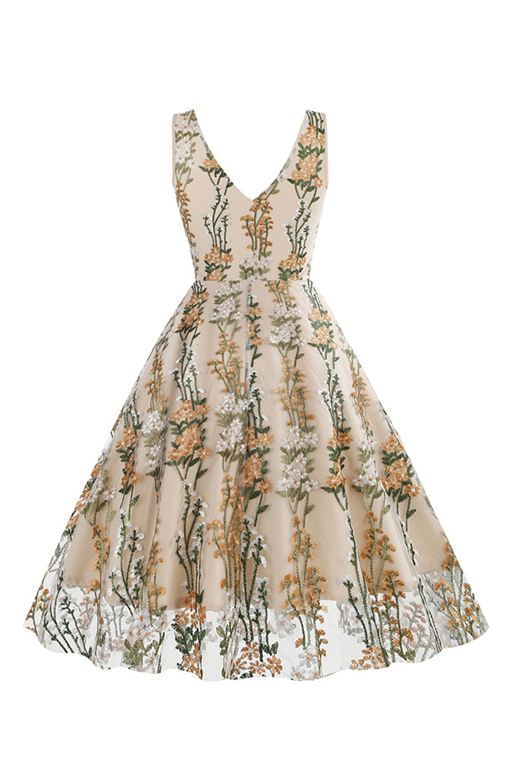1950s Vestido Negro con Bordado
