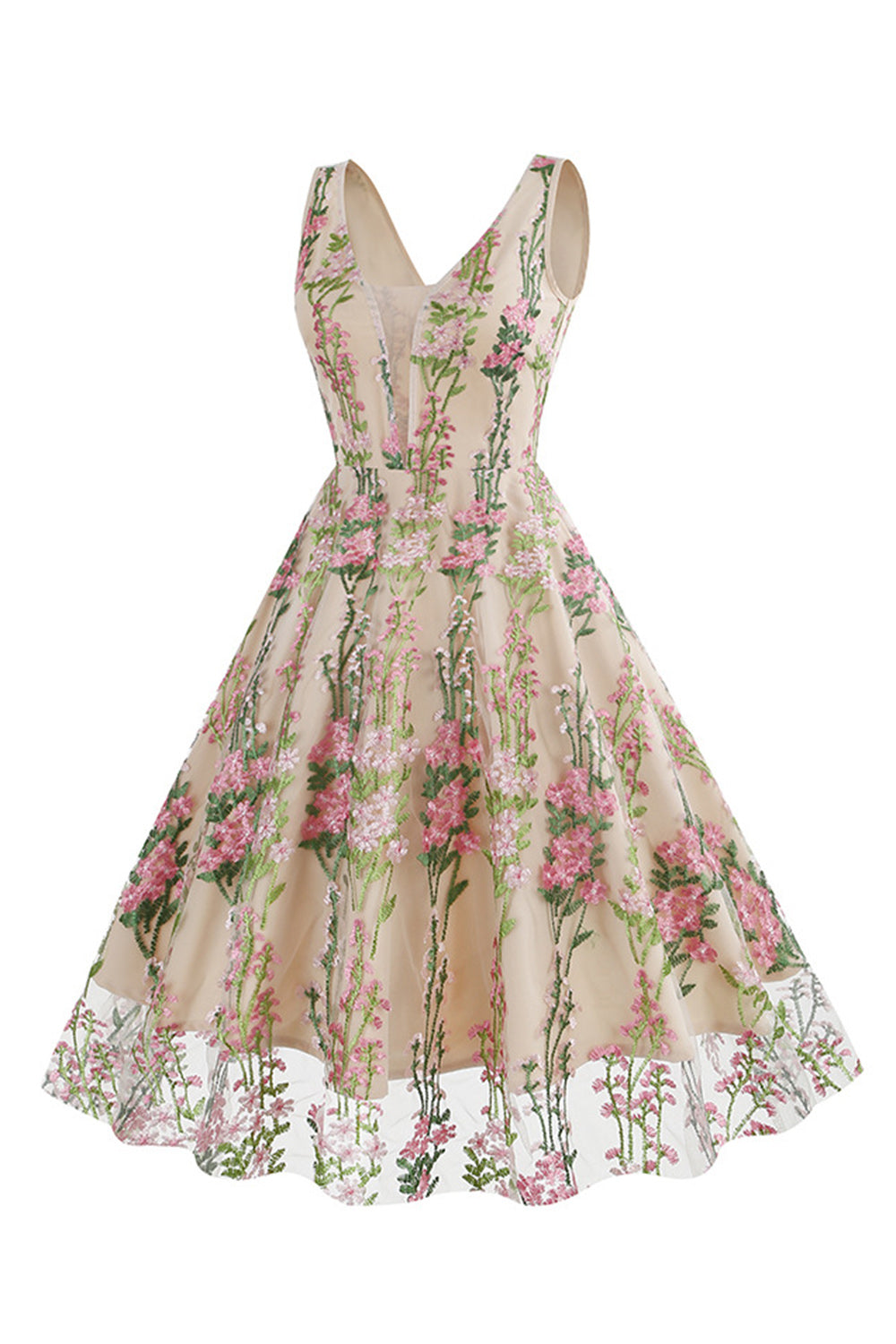 1950s Vestido Negro con Bordado