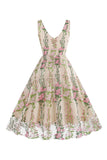 1950s Vestido Negro con Bordado