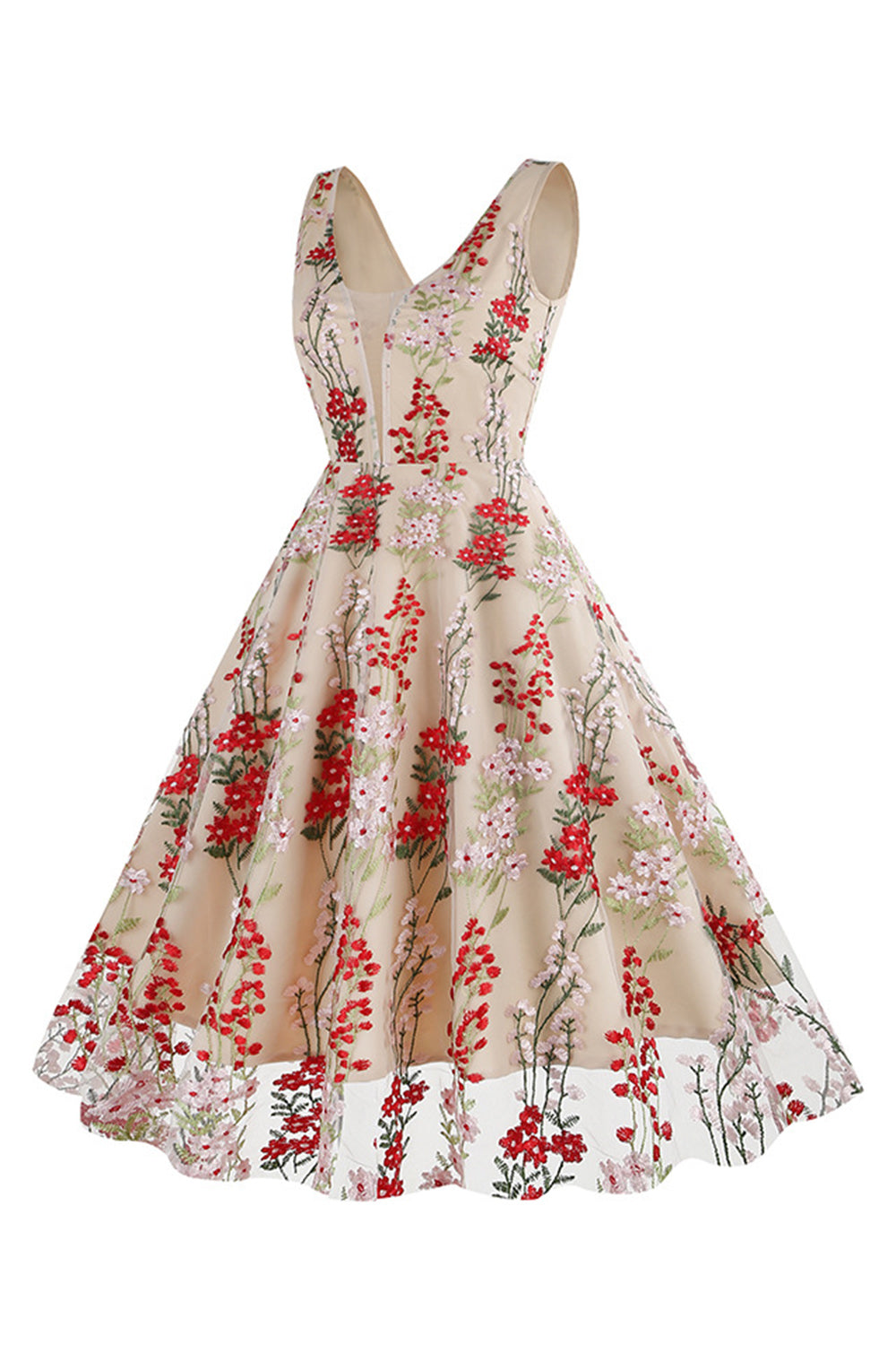 1950s Vestido Negro con Bordado
