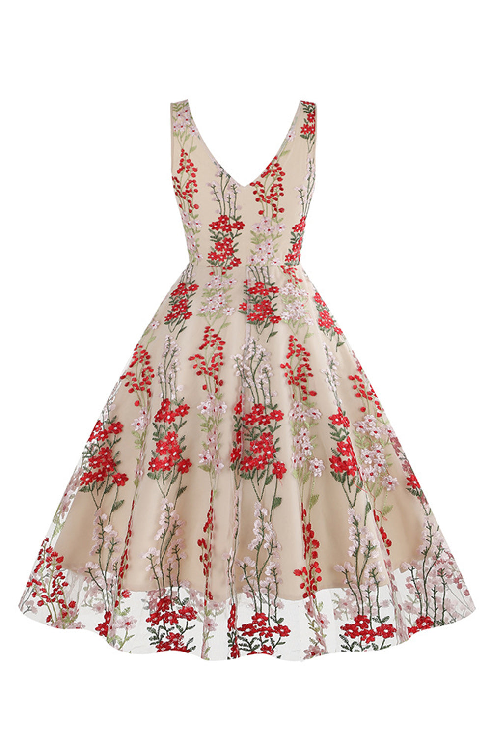 1950s Vestido Negro con Bordado