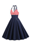 Rayas Halter 1950s Vestido
