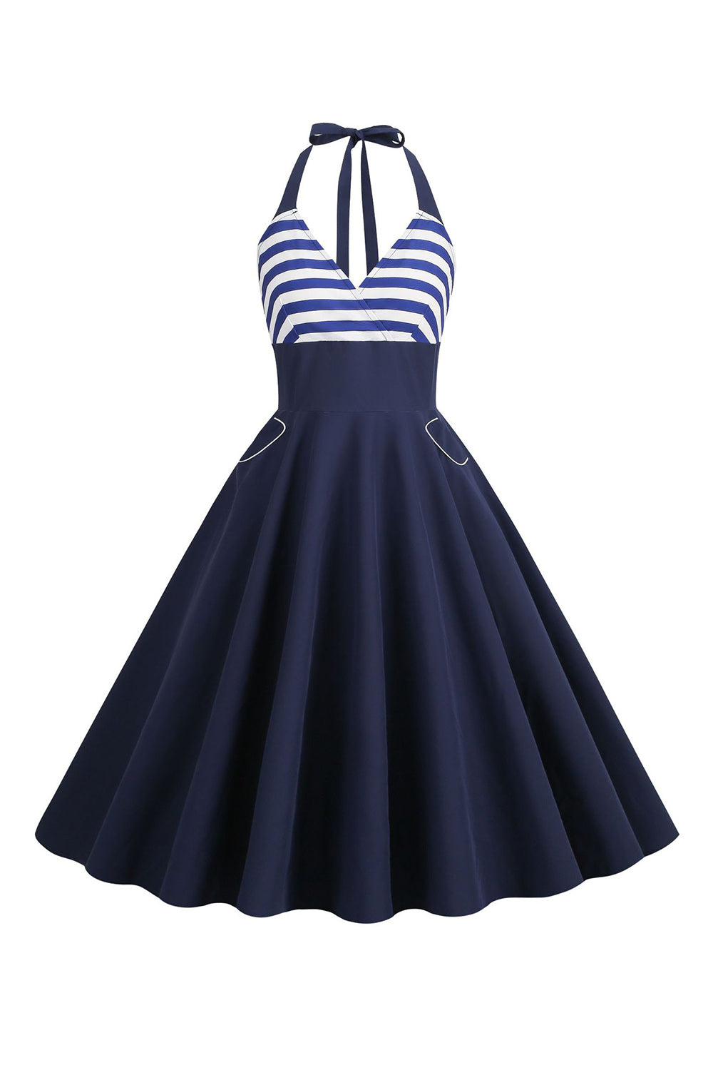 Rayas Halter 1950s Vestido