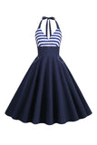 Rayas Halter 1950s Vestido