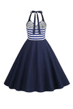 Rayas Halter 1950s Vestido