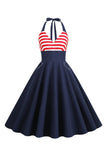 Rayas Halter 1950s Vestido