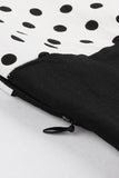 Negro Lunares A Línea 1950s Vestido Con Mangas Cortas