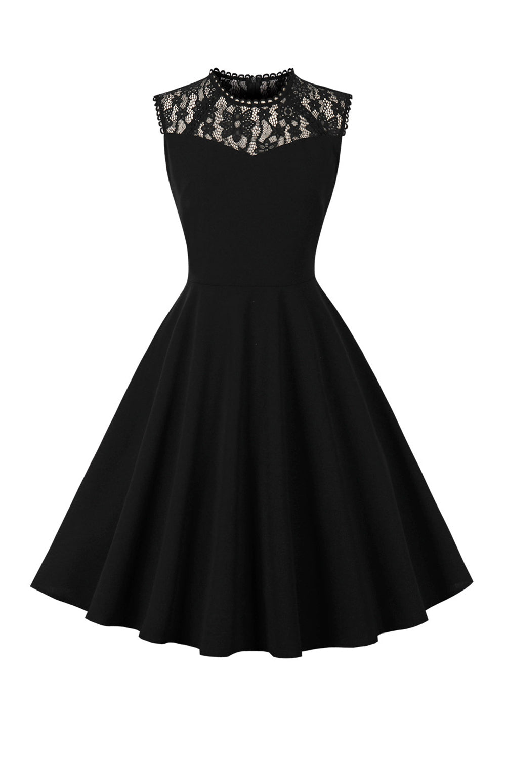 1950s Vestido Negro con Encaje