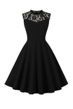 1950s Vestido Negro con Encaje