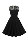 1950s Vestido Negro con Encaje