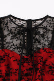 Vestido Vintage Encaje Rojo Sin Mangas