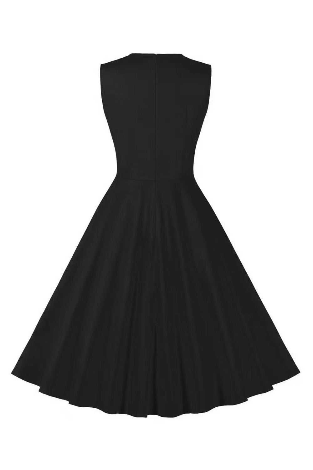 1950s Vestido Negro A Cuadros