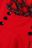 1950s Vestido Negro A Cuadros