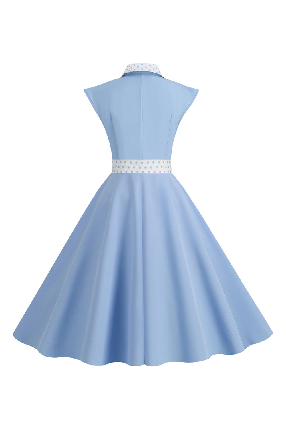 1950s Vestido Negro Lunares Mangas Cortas