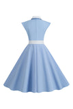 1950s Vestido Negro Lunares Mangas Cortas