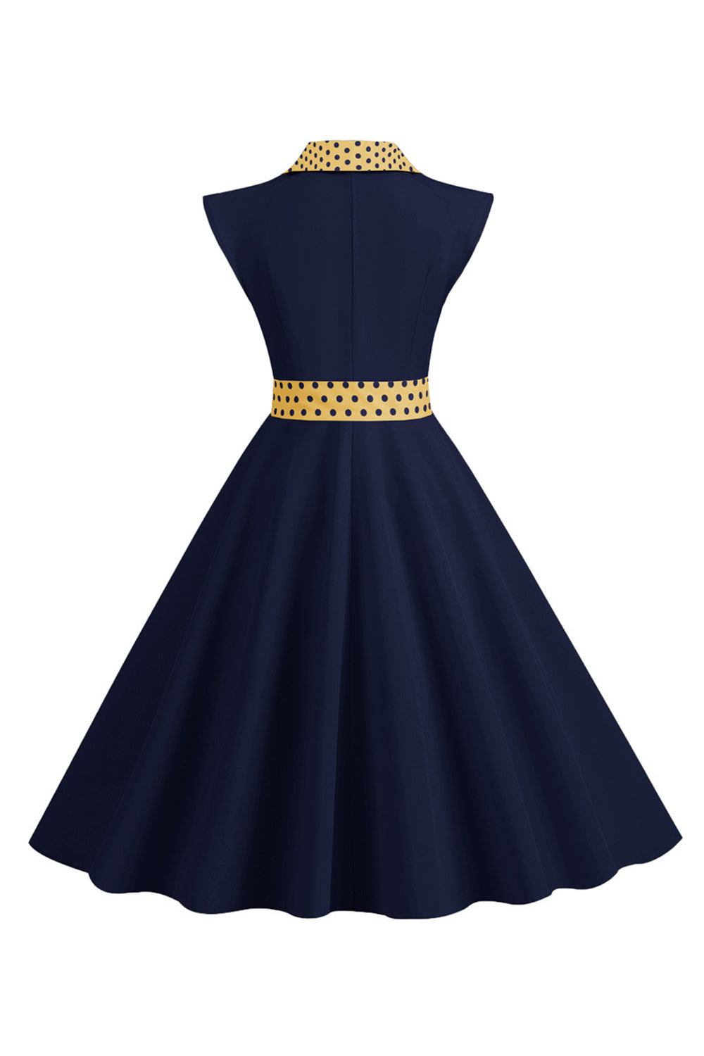 1950s Vestido Negro Lunares Mangas Cortas