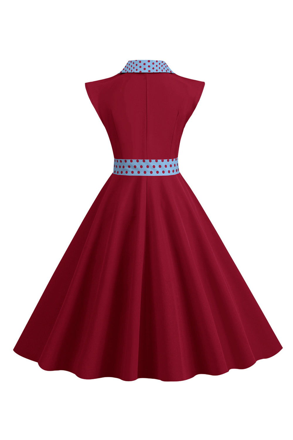 1950s Vestido Negro Lunares Mangas Cortas