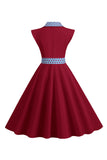 1950s Vestido Negro Lunares Mangas Cortas