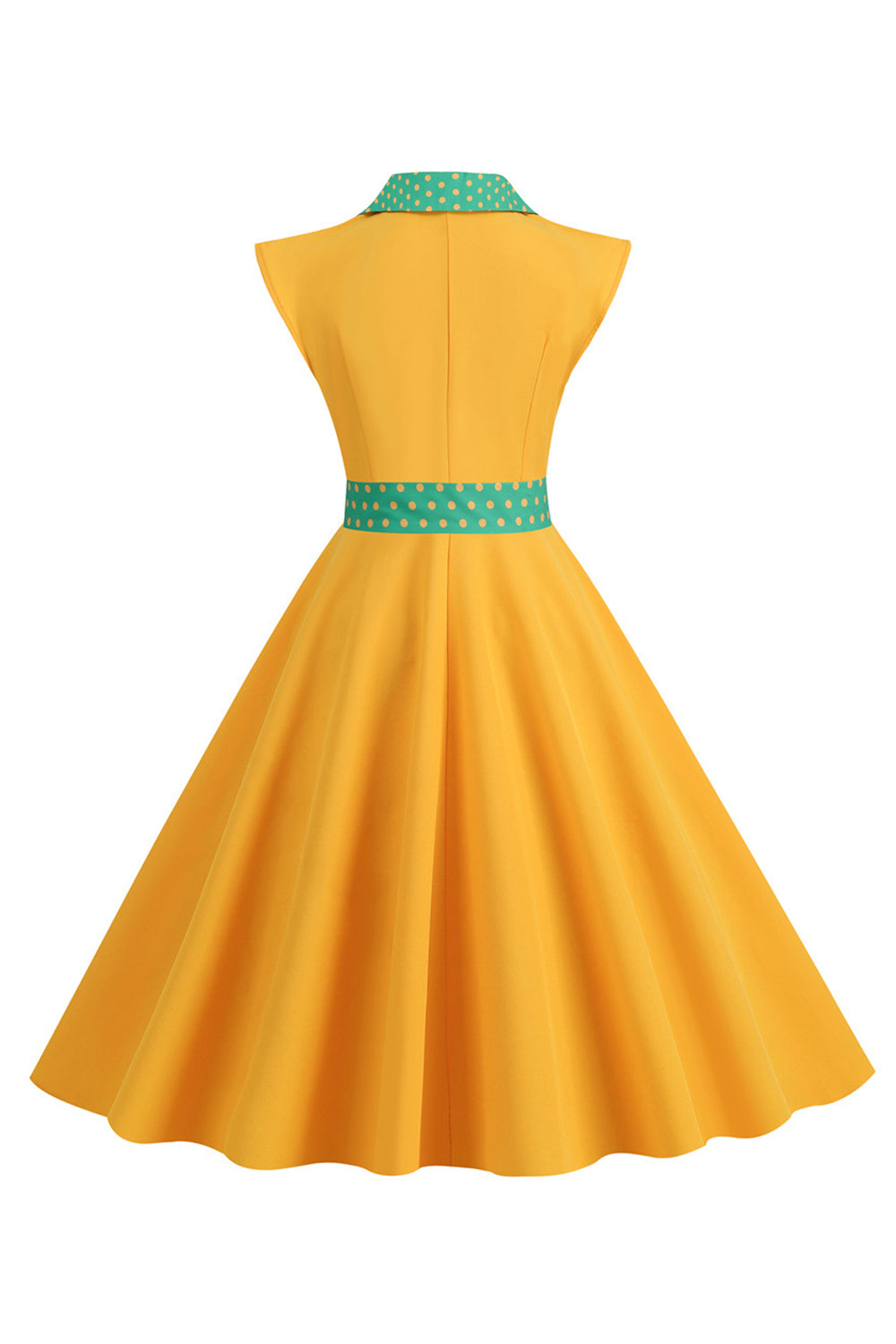 1950s Vestido Negro Lunares Mangas Cortas