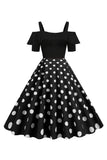 Negro Fuera del Hombro Luanres 1950s Vestido