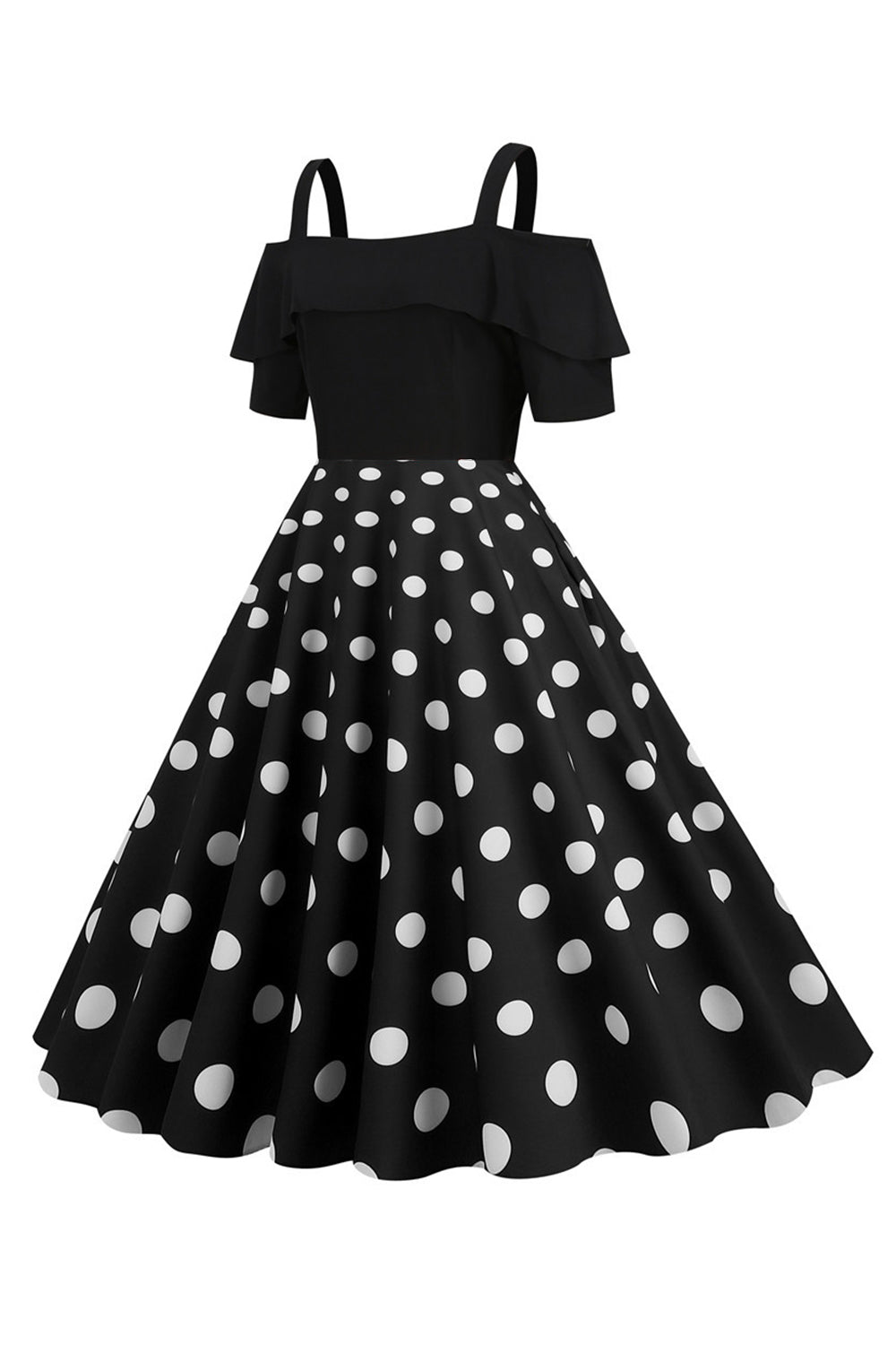 Negro Fuera del Hombro Luanres 1950s Vestido