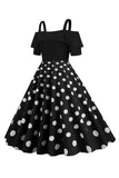 Negro Fuera del Hombro Luanres 1950s Vestido