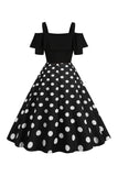Negro Fuera del Hombro Luanres 1950s Vestido