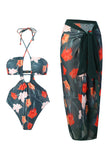 Una Pieza Halter Con Falda de Playa