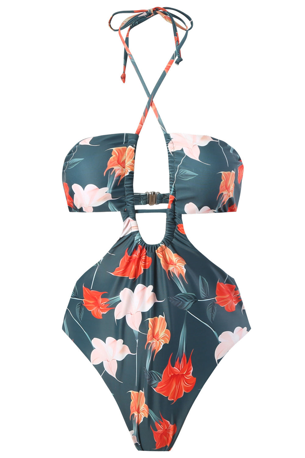 Una Pieza Halter Con Falda de Playa