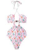 Una Pieza Halter Con Falda de Playa