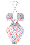 Una Pieza Halter Con Falda de Playa