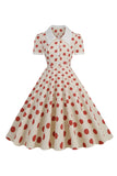 Vestido Vintage Lunares Rojo Mangas Cortas