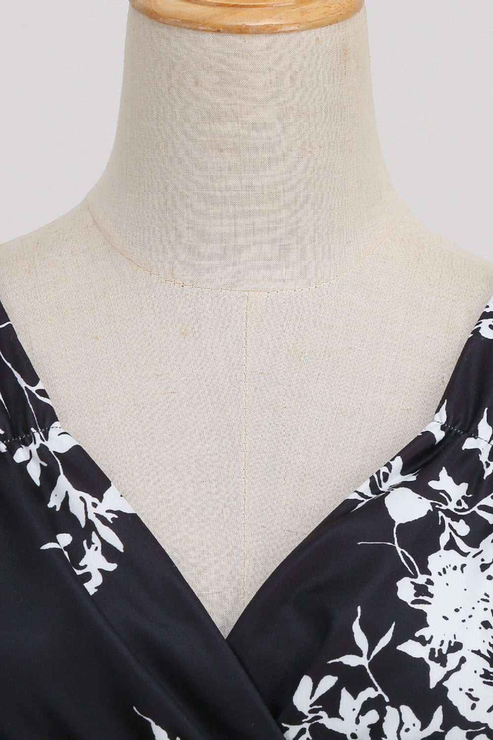Negro V Cuello Estampado Sin Mangas 1950s Vestido