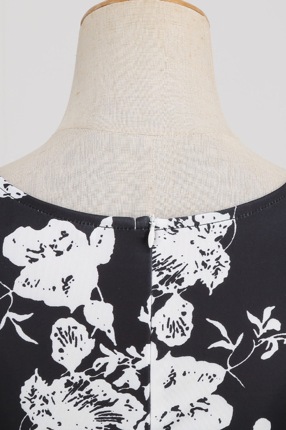 Negro V Cuello Estampado Sin Mangas 1950s Vestido