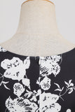 Negro V Cuello Estampado Sin Mangas 1950s Vestido