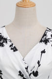 Negro V Cuello Estampado Sin Mangas 1950s Vestido