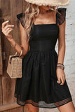 Vestido de Verano Negro Cuello Cuadrado