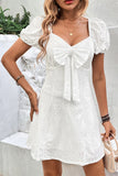 Mangas Cortas Vestido Casual Blanco