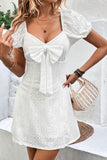 Mangas Cortas Vestido Casual Blanco