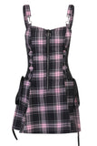 Rosa A Cuadros Sin Mangas Vestido Vintage