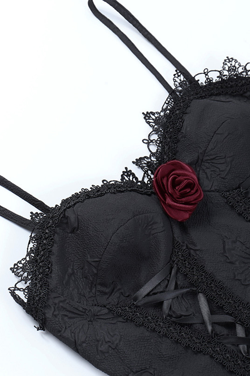Correas de espagueti Vestido negro de la década de 1950 con encaje